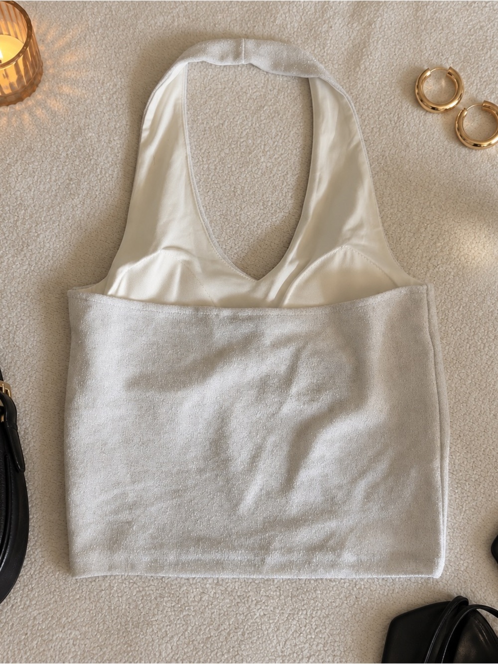 Wet Seal White Halter V-Neck Camisole - Picture 2 of 3